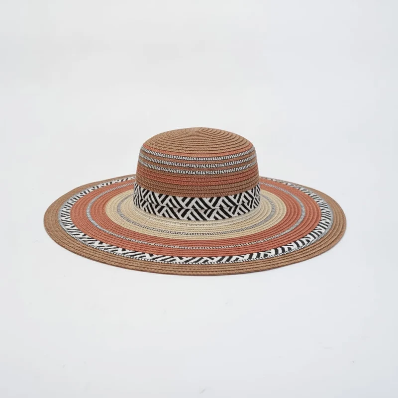 Cappello donna carta a fasce colorate - Arancio