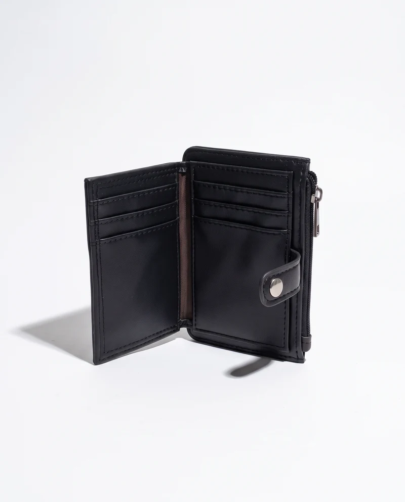Portacarte uomo con effetto pelle con bottoncino - Nero