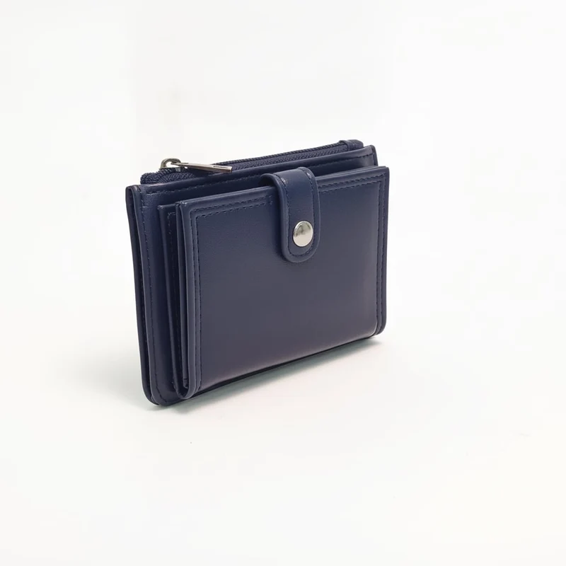 Portacarte uomo con effetto pelle con bottoncino - Blu