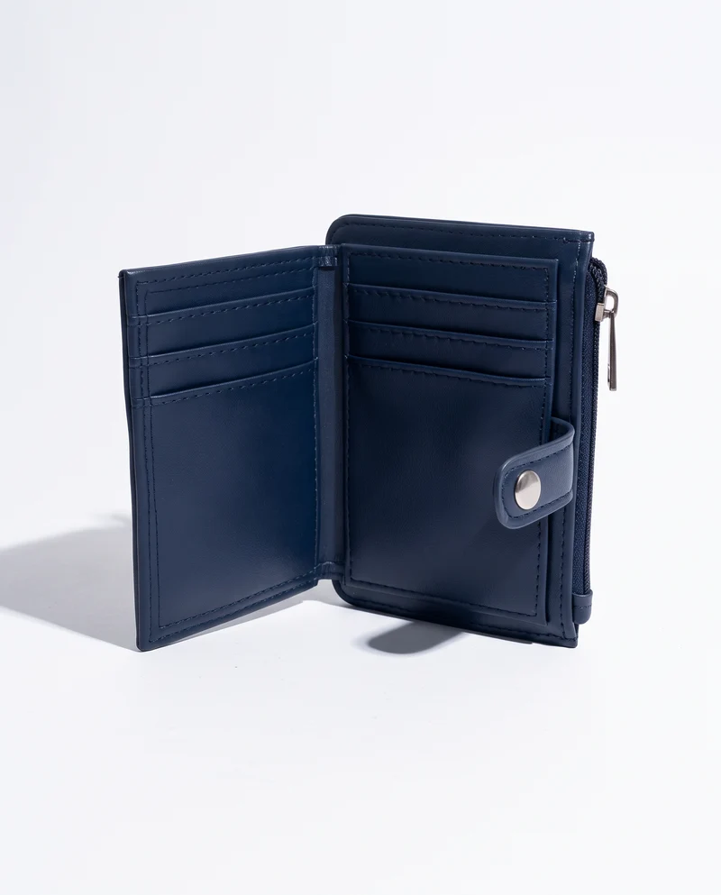 Portacarte uomo con effetto pelle con bottoncino - Blu
