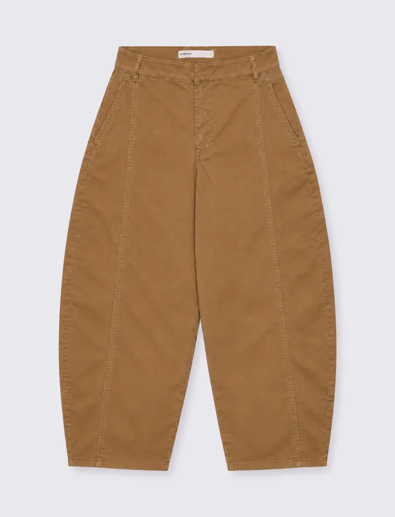 Pantalone barrel a vita alta - Cammello
