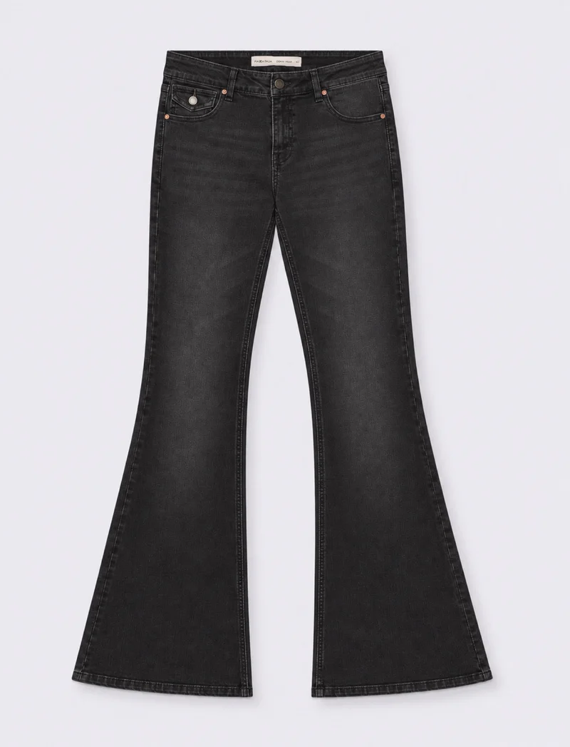 Jeans 5 tasche a zampa - Nero