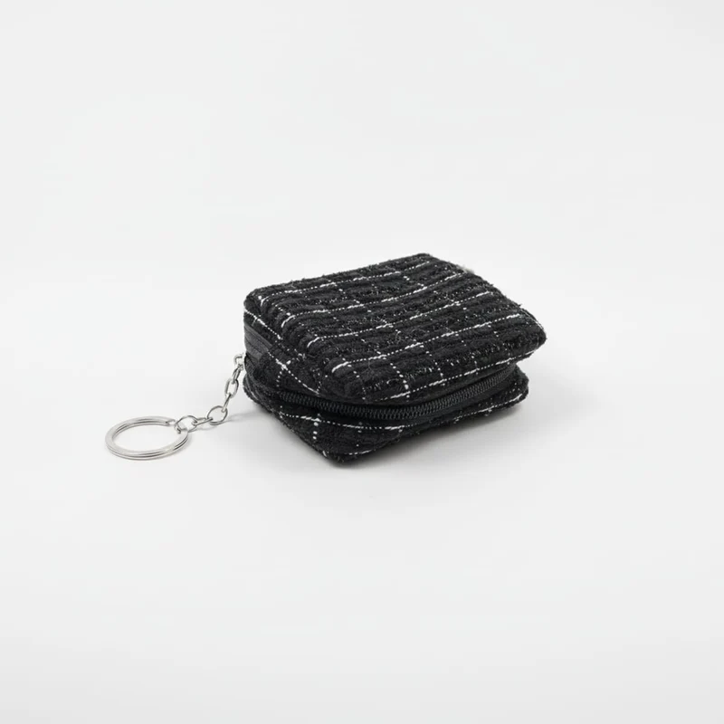 Portamonete donna tessuto boucle' - Nero
