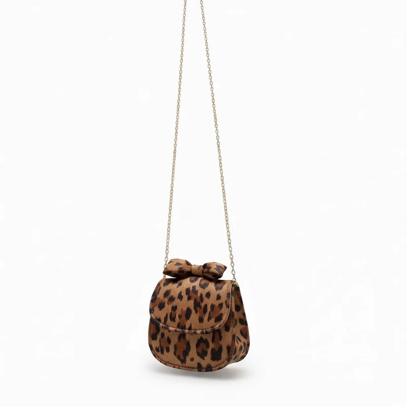 Borsetta bambina con patta e fiocco - Leopardato