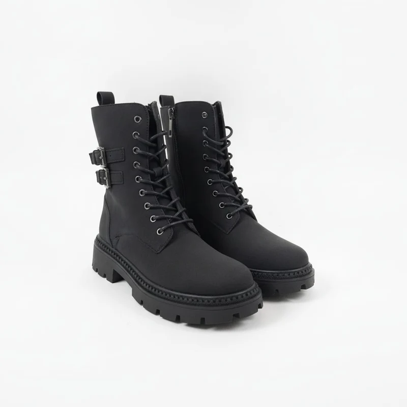 Biker da in poliuretano e fibbie - Nero