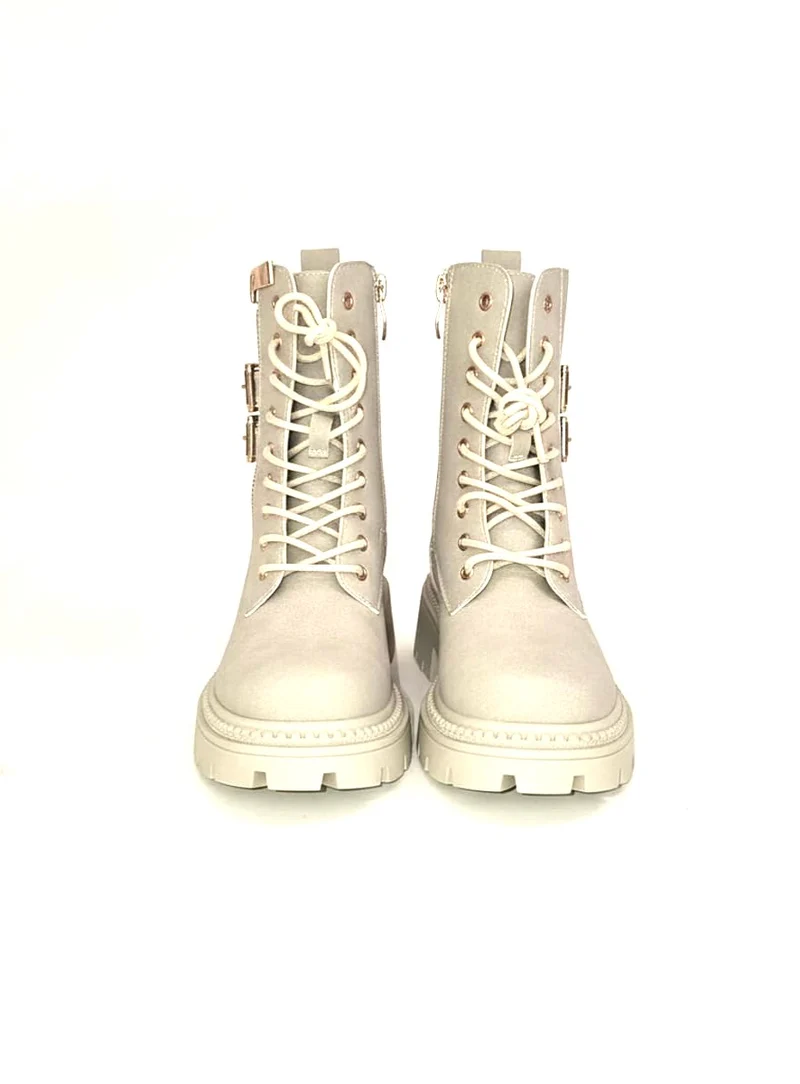 Biker da in poliuretano e fibbie - Beige