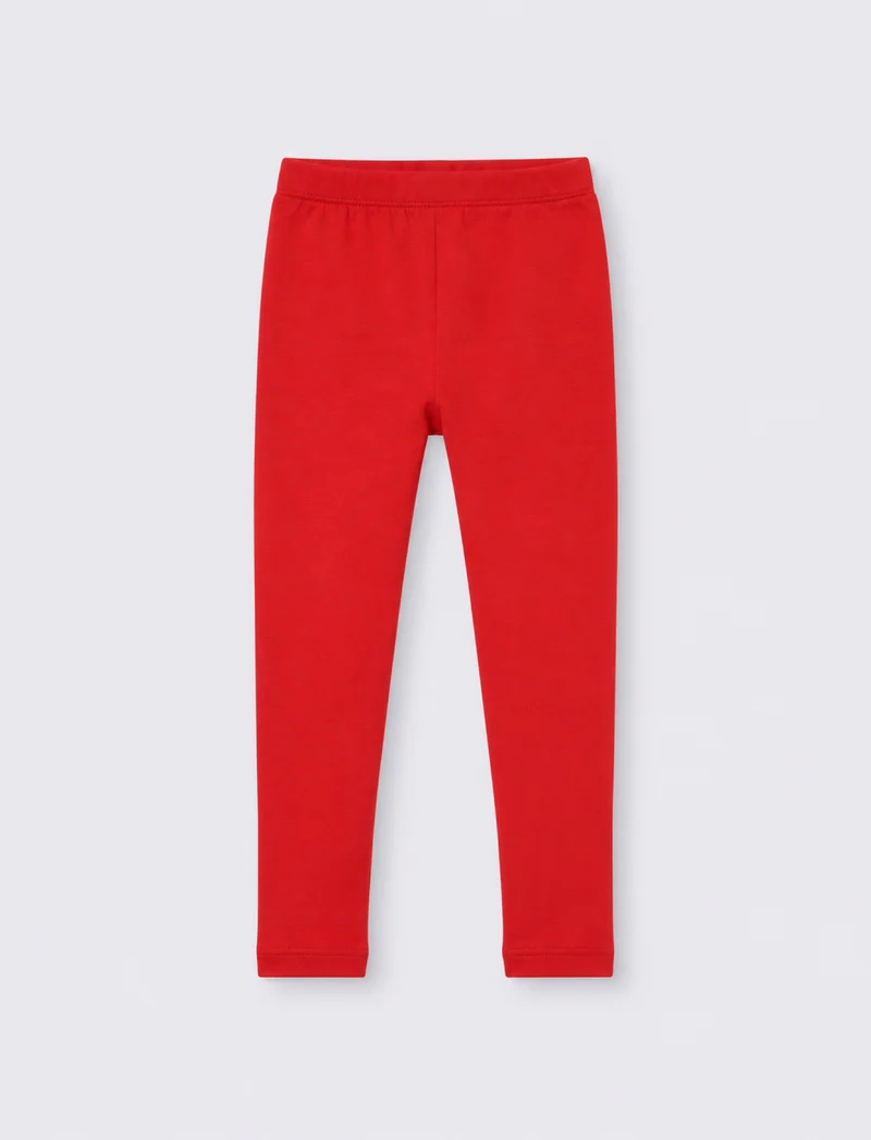 Leggings elastici tinta unita per bambina - Rosso
