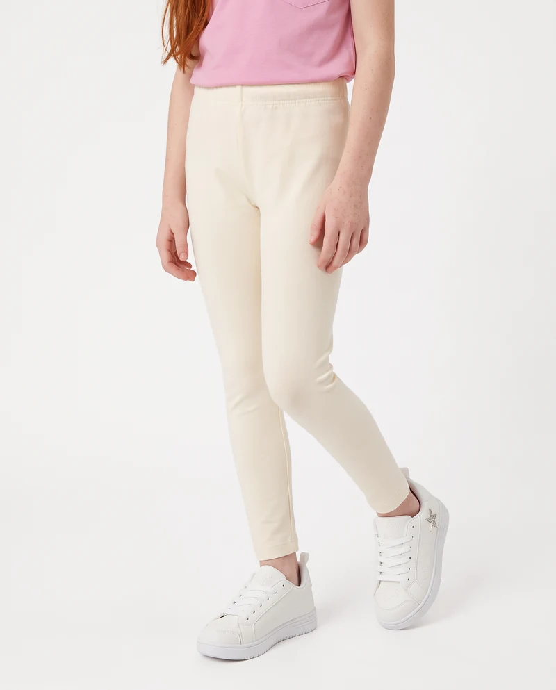 Leggings elastici tinta unita per bambina - Bianco latte