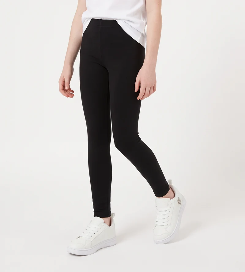 Leggings elastici tinta unita per bambina - Nero