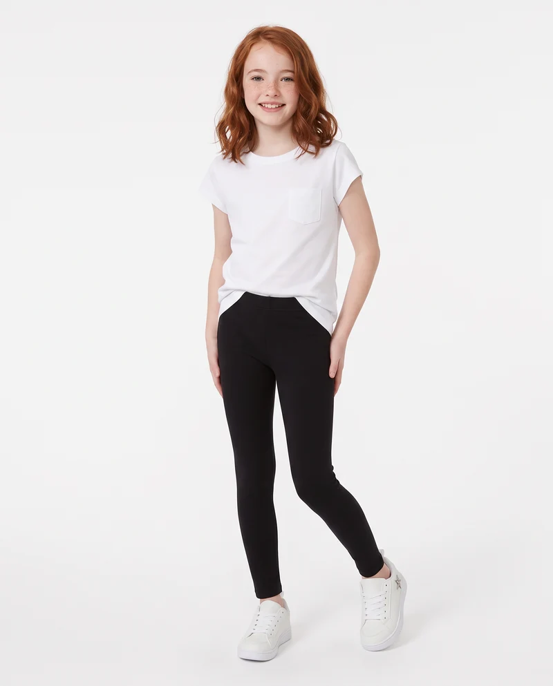 Leggings elastici tinta unita per bambina - Nero