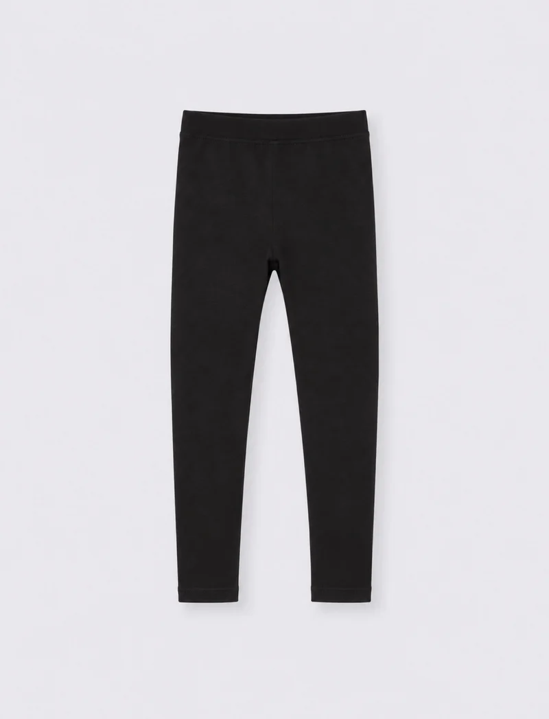 Leggings elastici tinta unita per bambina - Nero