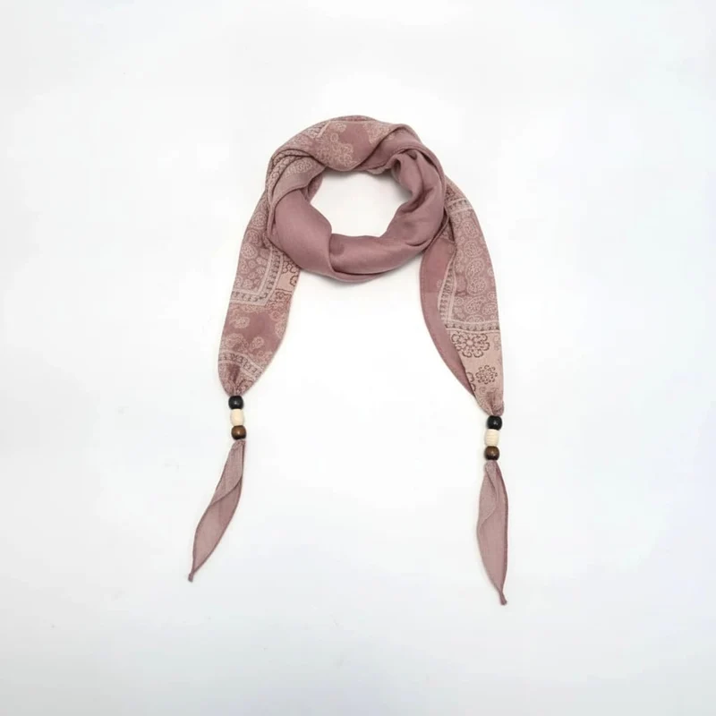 Foulard donna stampa con finale pietre - Rosa