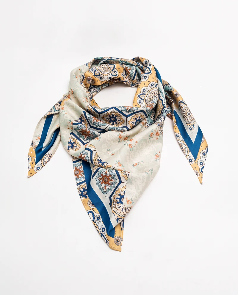 Foulard donna triangolo double face stampato - Verde