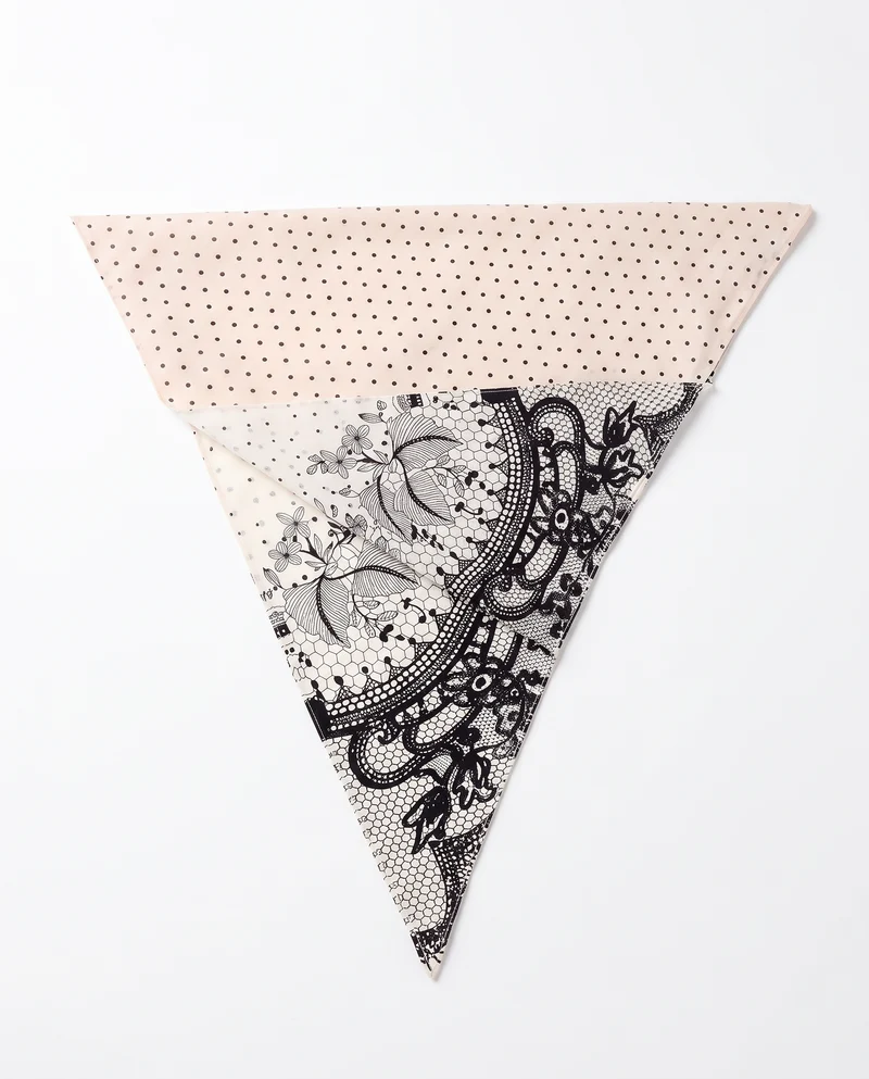 Foulard donna triangolo double face stampato - Nero