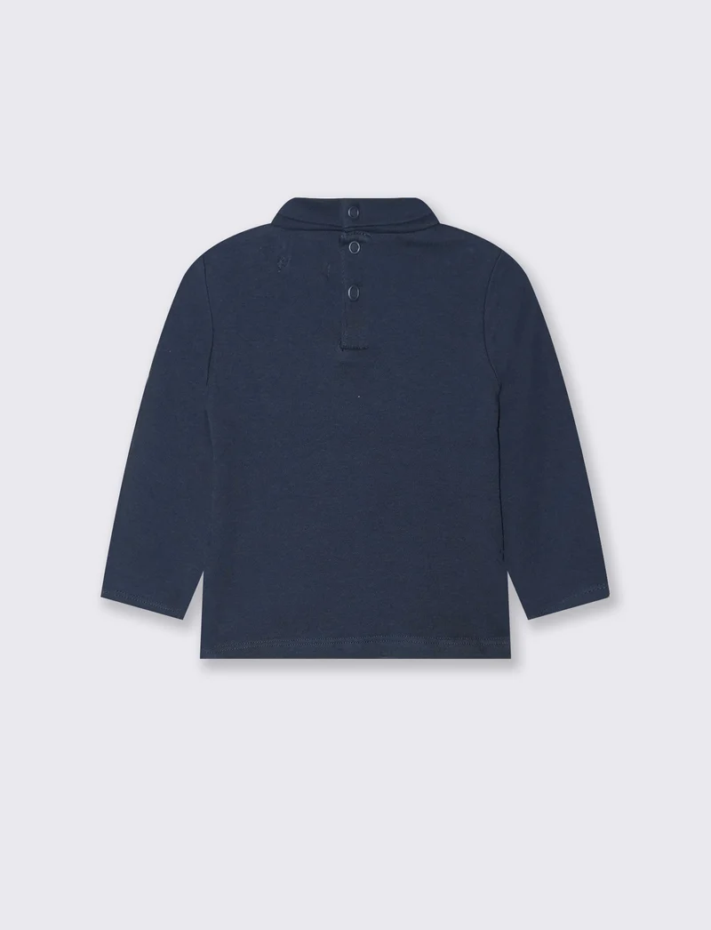 T shirt collo alto con stampa casual - Blu