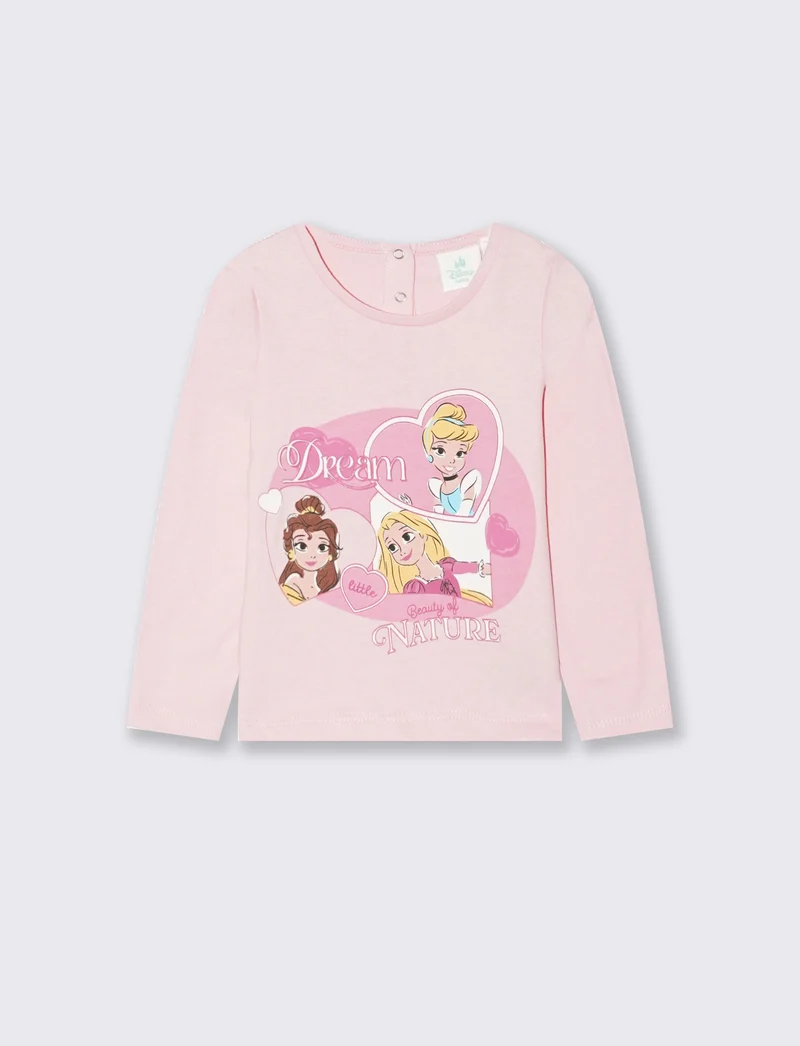 T shirt maniche lunghe con principesse Disney - Rosa