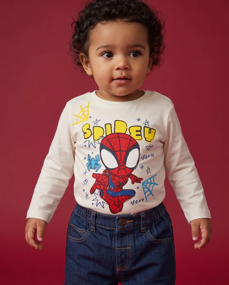 T shirt Spidey manica lunga casual - Bianco latte