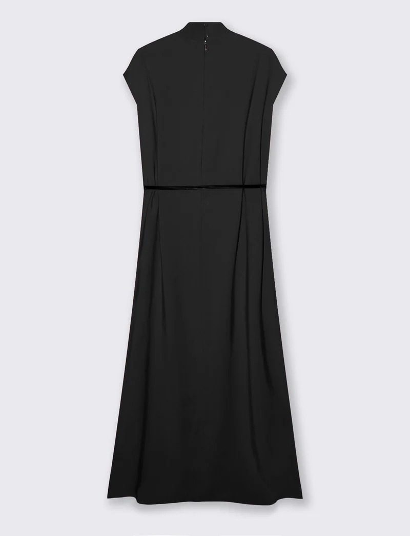 Vestito lungo con collo alto - Nero