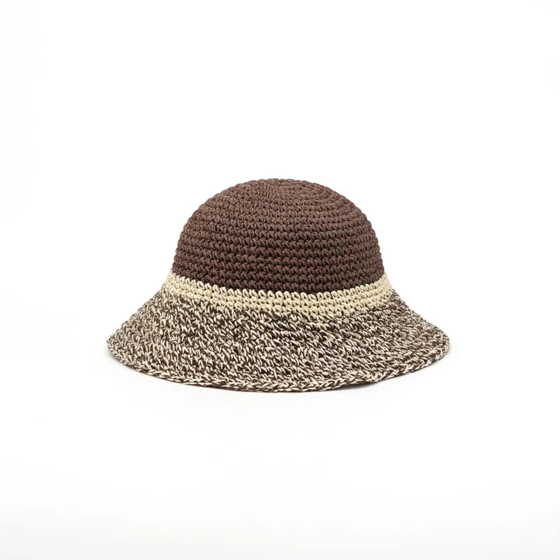 Cappello uomo pescatore crochet bicolor riga - Moro