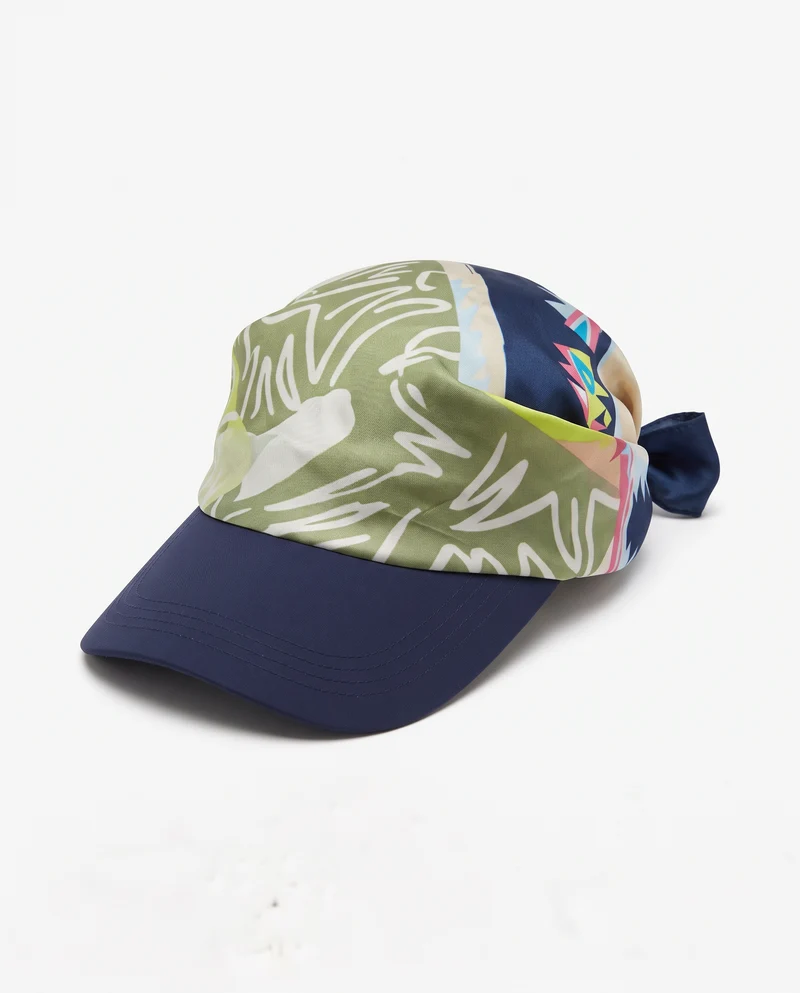 Cappello donna bandana stampato con visiera - Blu