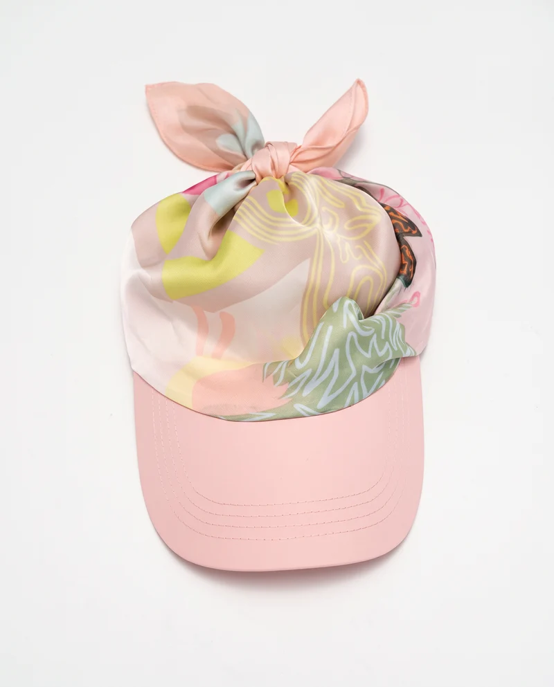 Cappello donna bandana stampato con visiera - Rosa