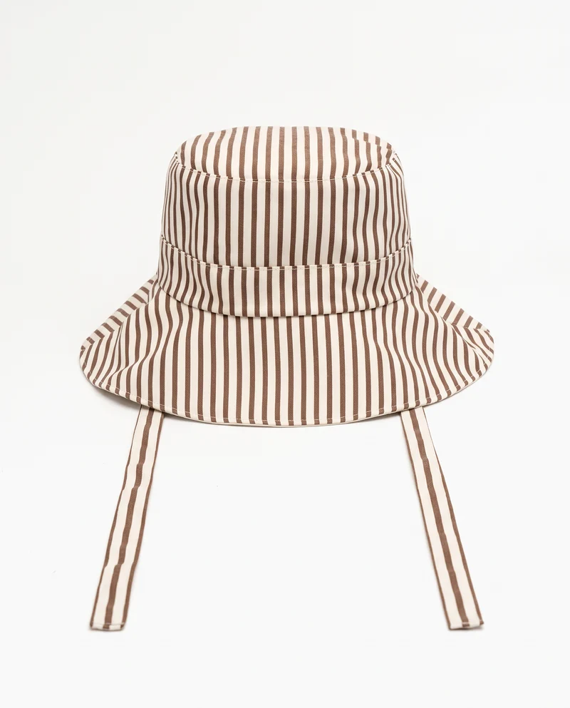 Cappello donna tessuto pescatore double face - Moro