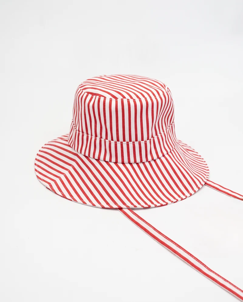 Cappello donna tessuto pescatore double face - Rosso