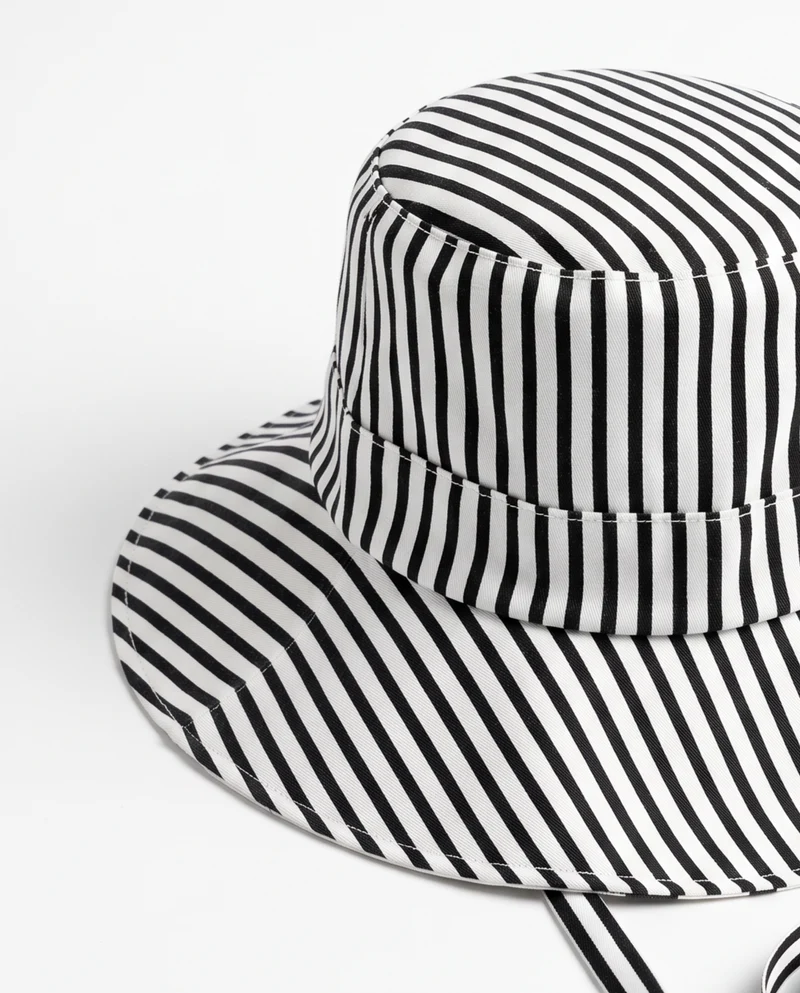 Cappello donna tessuto pescatore double face - Nero