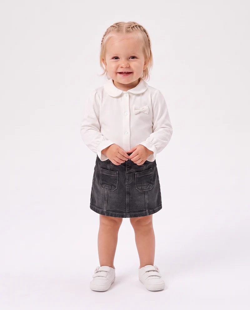 Camicia con fiocchetto - Bianco