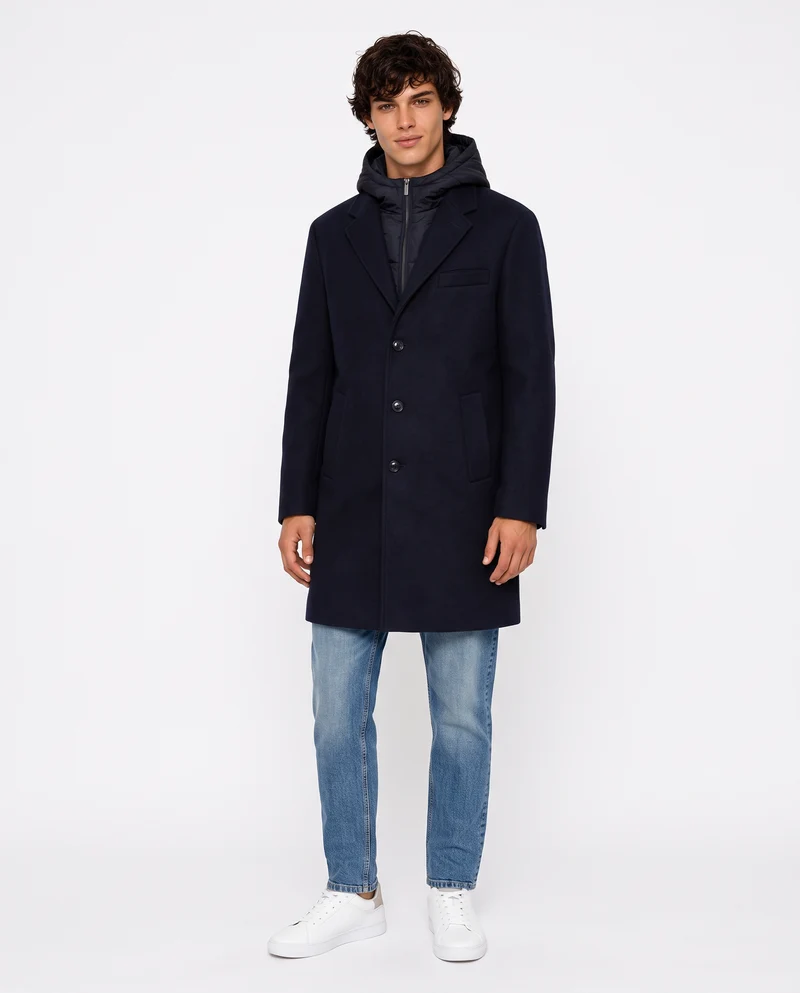 Cappotto finto doppio capo con gilet - Blu