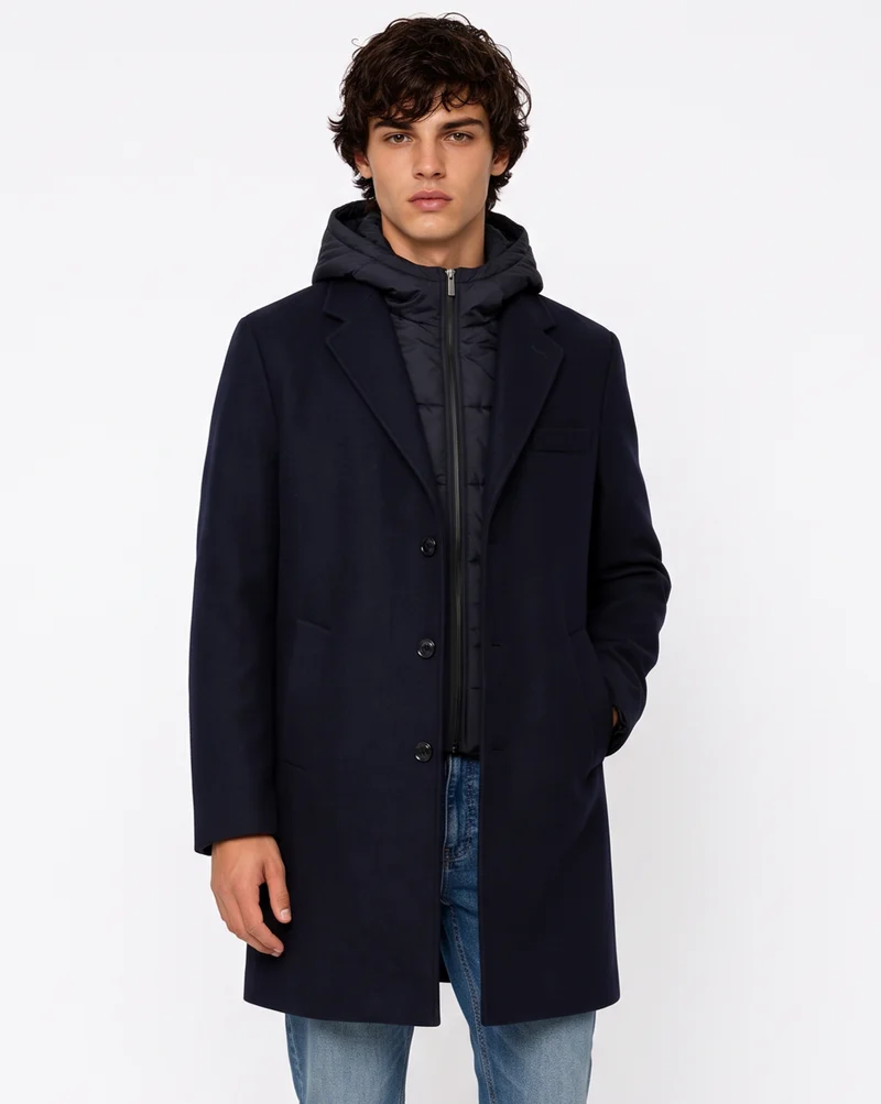 Cappotto finto doppio capo con gilet - Blu