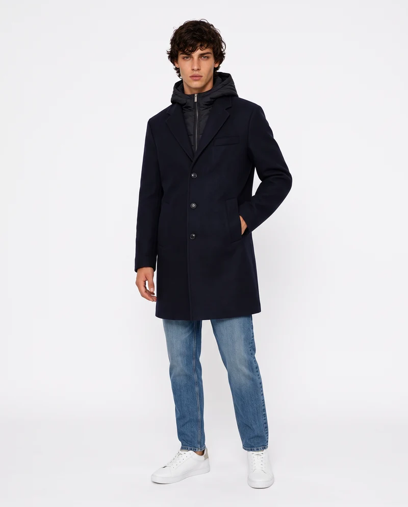 Cappotto finto doppio capo con gilet - Blu