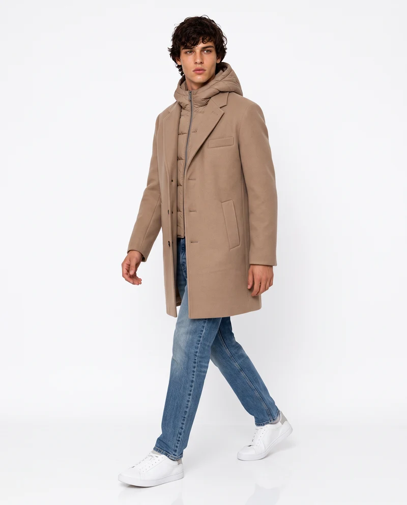 Cappotto finto doppio capo con gilet - Beige