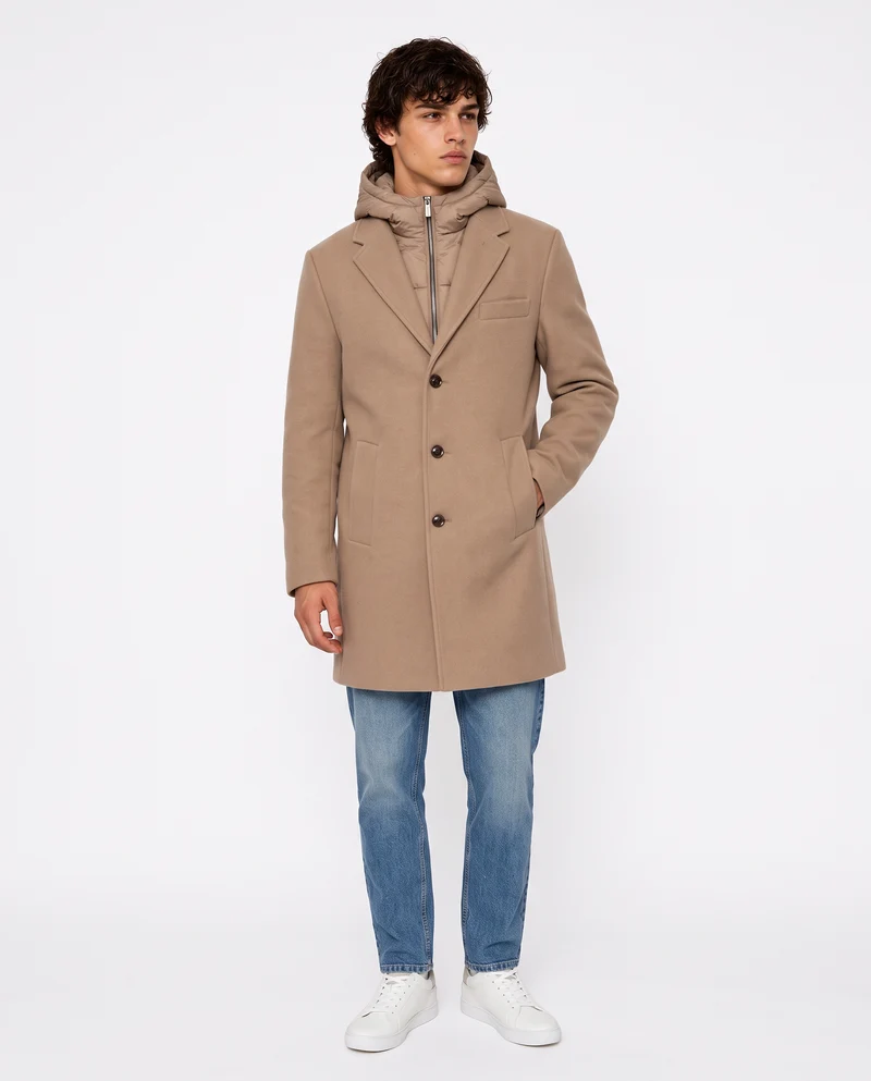 Cappotto finto doppio capo con gilet - Beige