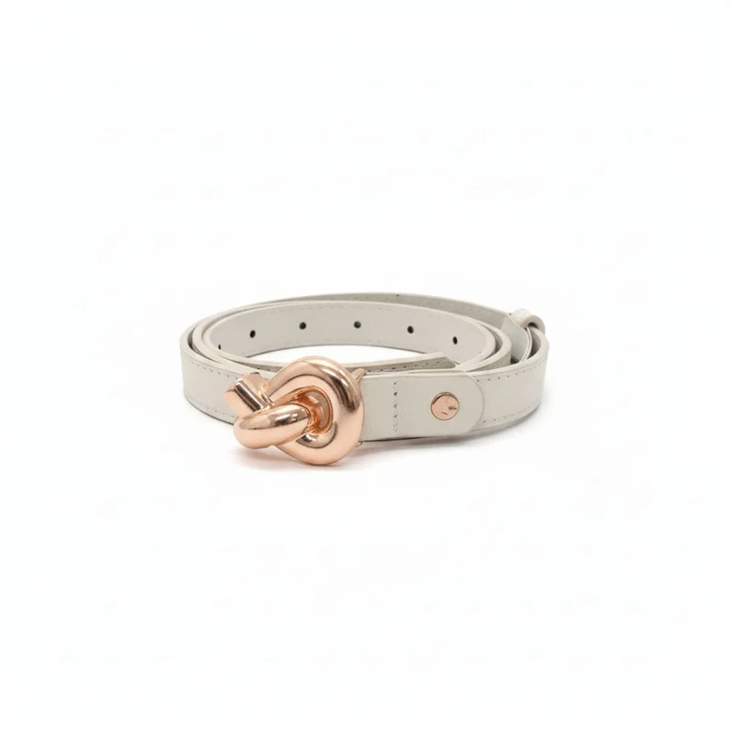 Cintura donna sottile fibbia nodo 2cm - Bianco sporco