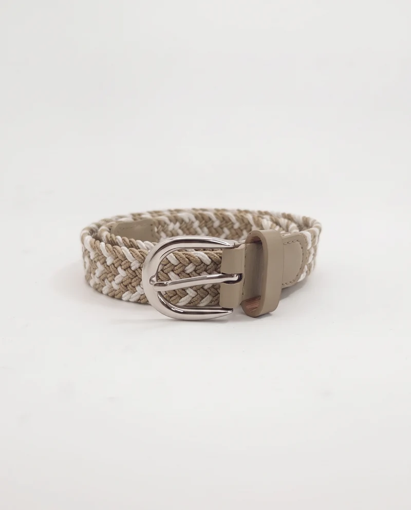Cintura bambino intrecciata elastica - Beige