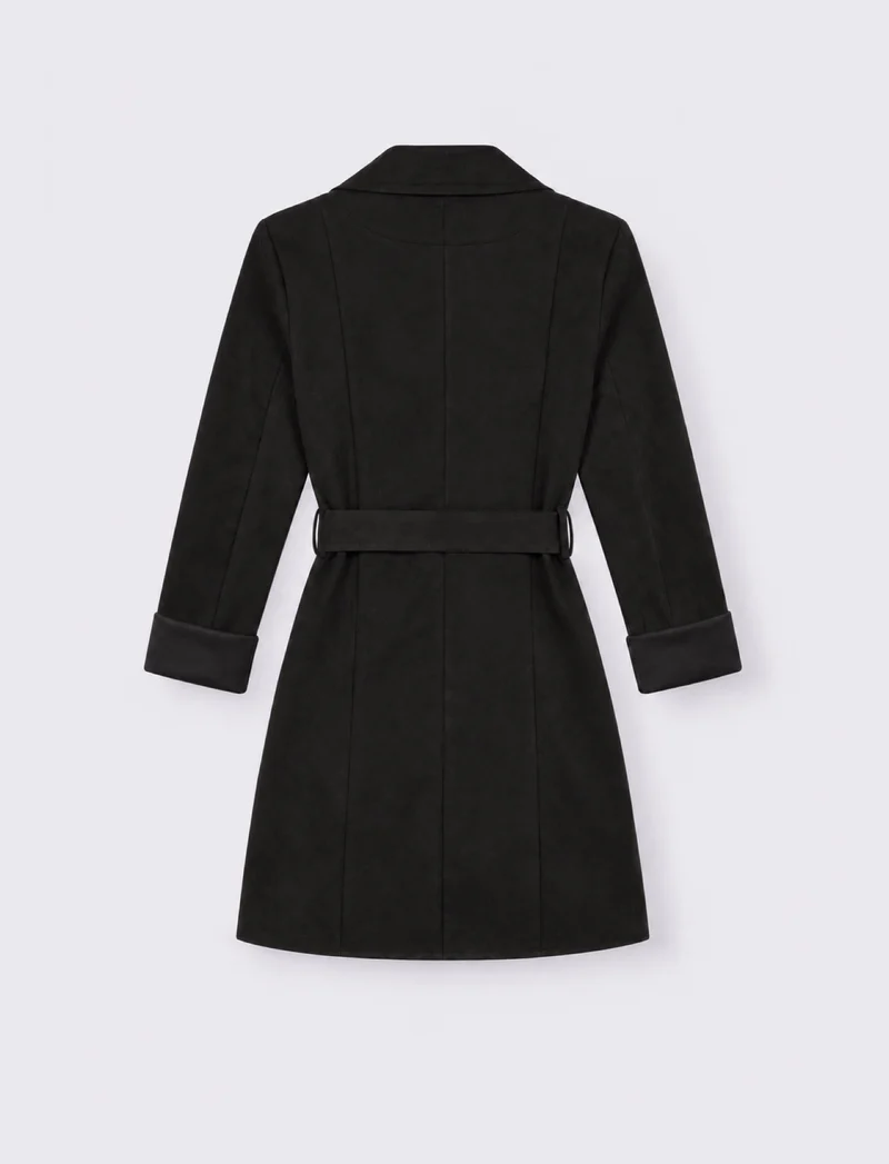 Trench effetto suede - Nero