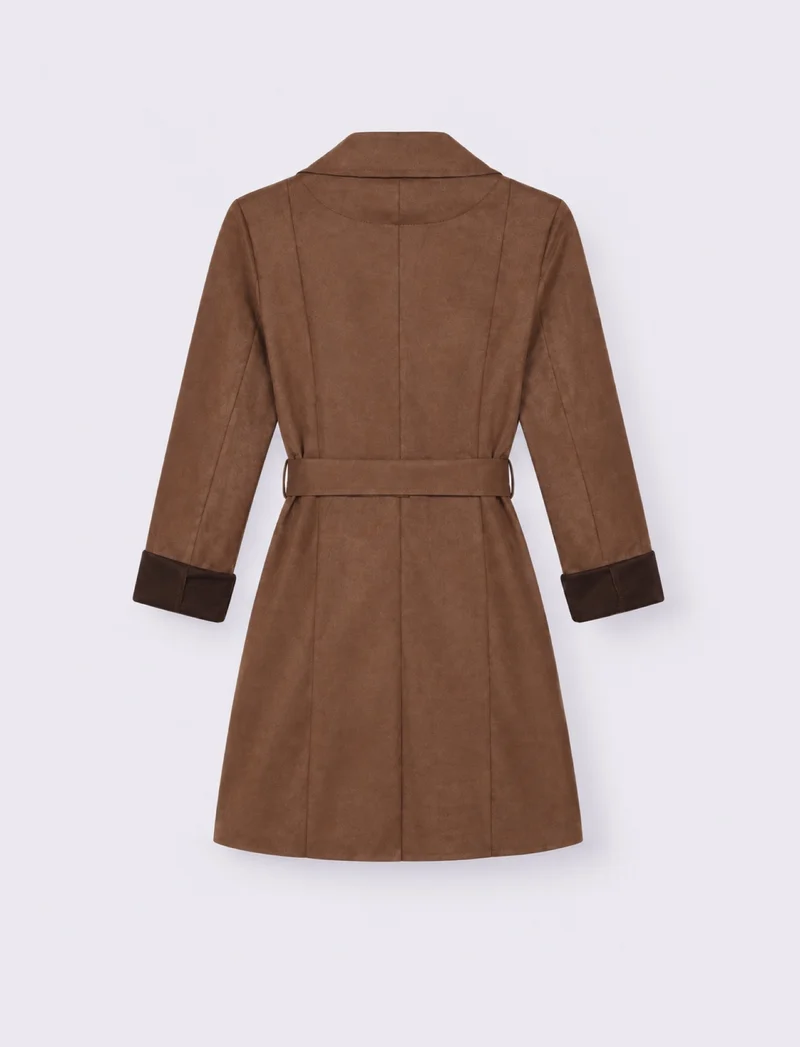 Trench effetto suede - Moro