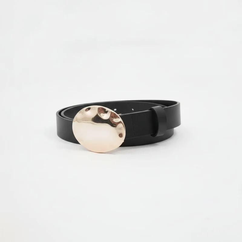 Cintura donna fibbia ovale piena 2,5cm - Nero