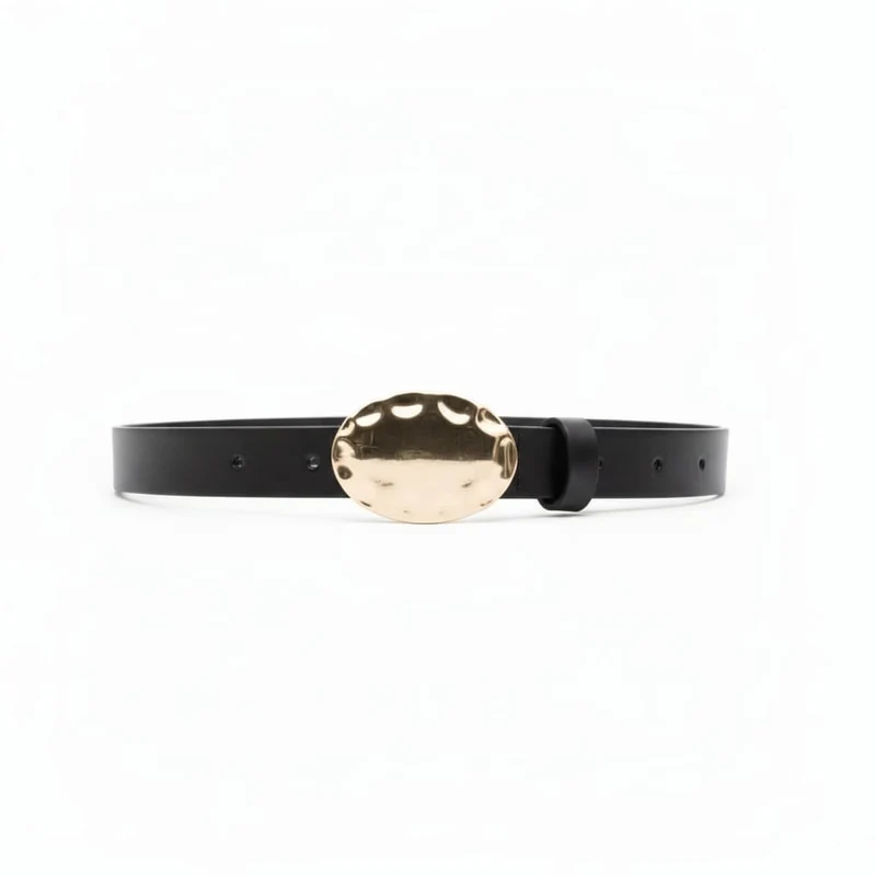 Cintura donna fibbia ovale piena 2,5cm - Nero
