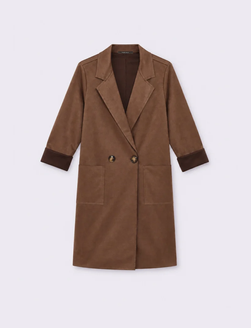 Trench effetto suede - Moro