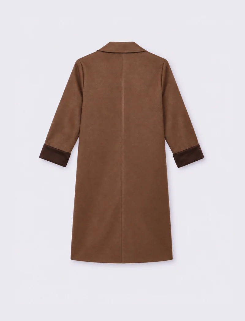 Trench effetto suede - Moro