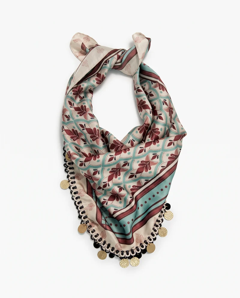 Foulard donna quadrato con medagline - Verde