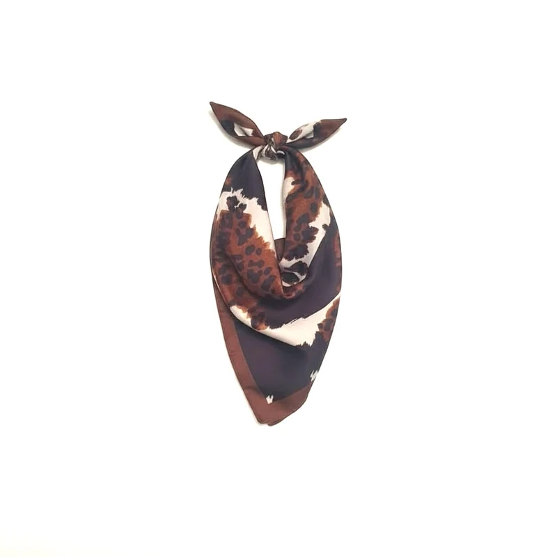 Foulard donna quadrato stampa leopardato 68x68cm - Moro