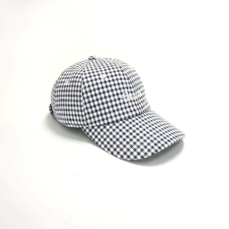 Cappello uomo baseball quadretti ricamo - Blu