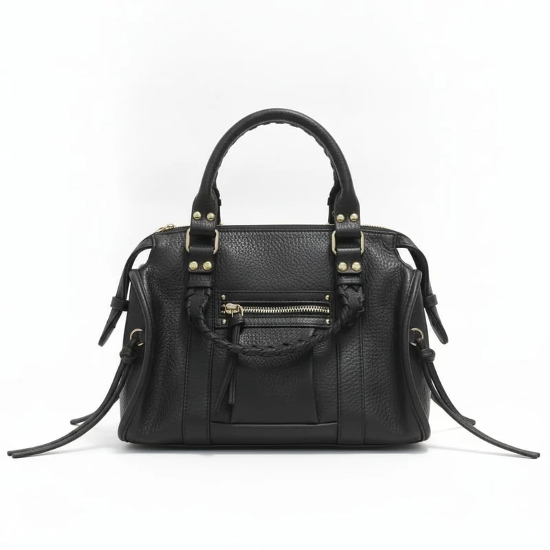 Bauletto con Manici Intrecciati - Nero