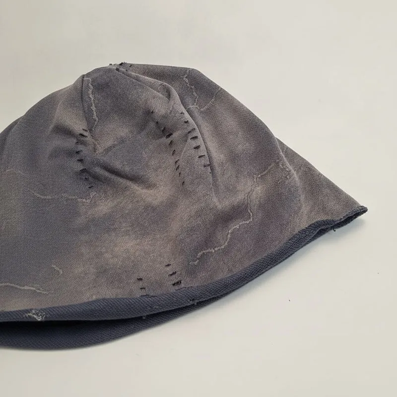 Cuffia melange con strappi a stella - Denim