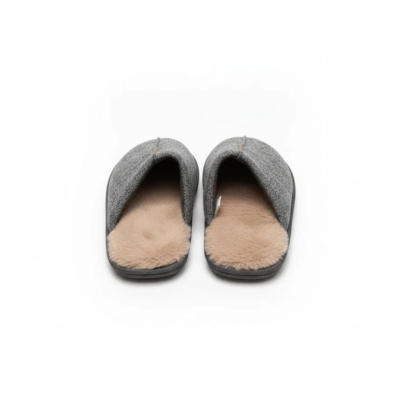Pantofola da uomo con fodera effetto fur - Grigio