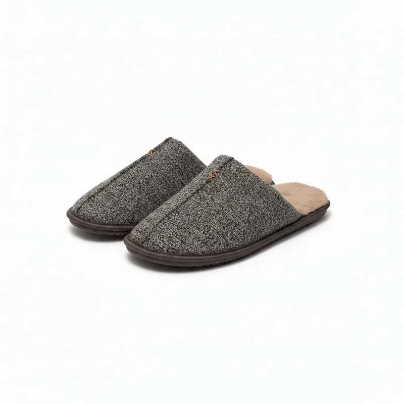 Pantofola da uomo con fodera effetto fur - Grigio