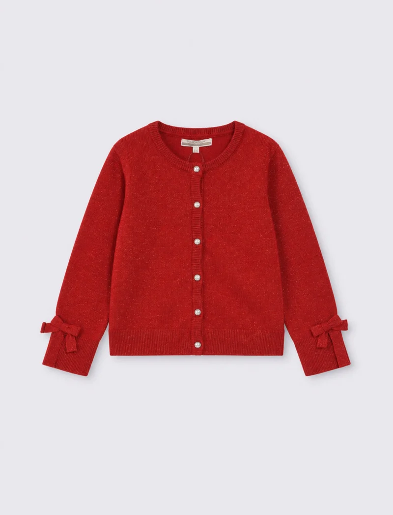 Cardigan brillante per bambina elegante - Rosso